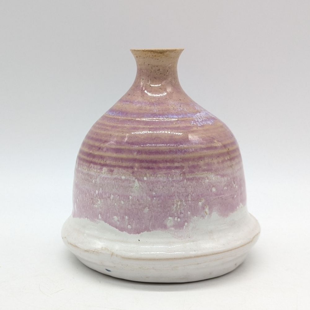 Handmade White Pink Purple Ceramic Stoneware Bud Vase